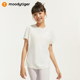 【DR暑假】moodytiger儿童T恤24夏新儿童户外运动圆领宽松透气短袖上衣42210122