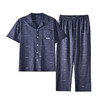 新款夏季男士睡衣纯棉短袖长裤可外穿爽棉翻领家居服开衫套装    JL-TMZ5521 商品缩略图4