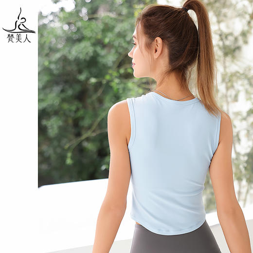 梵美人 Y5137H 瑜伽服背心 可拆卸胸垫 提花波浪纹面料 商品图1