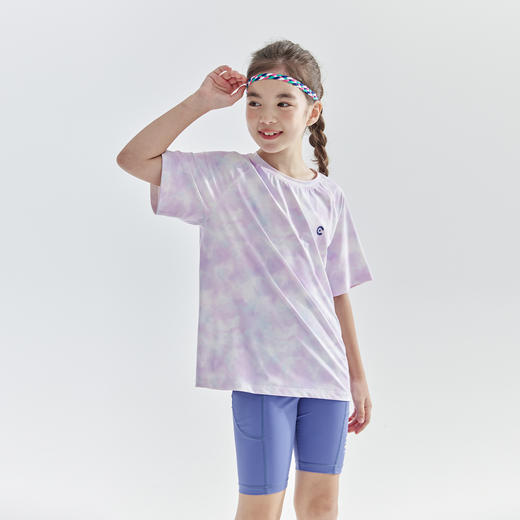 cicochild2025年夏季新款中大女童晕染短袖T恤亲子款渐变凉感上衣 商品图4