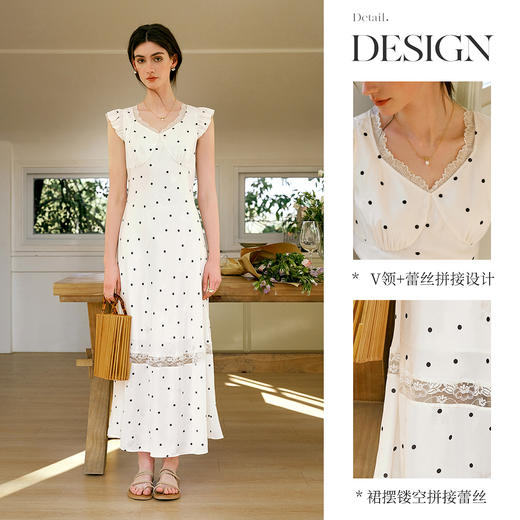 
OLrain欧芮儿法式波点连衣裙女夏季2025年新款设计感拼接蕾丝裙子 商品图1