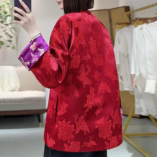 春新款漳绒缎蝶恋花提花百搭新中式斜襟外套KDS-2610 商品图2