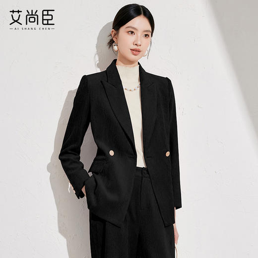 艾尚臣黑色西装外套女2024新款高级感西服上衣办公主持讲师工作服 商品图0