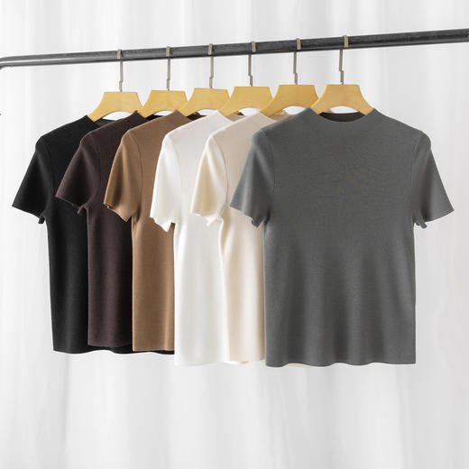 【高品质私服】【扬子精纺羊毛四平半高领短袖】德国斯托尔16针细针加工，针法细腻平整YS24090-CC 商品图0