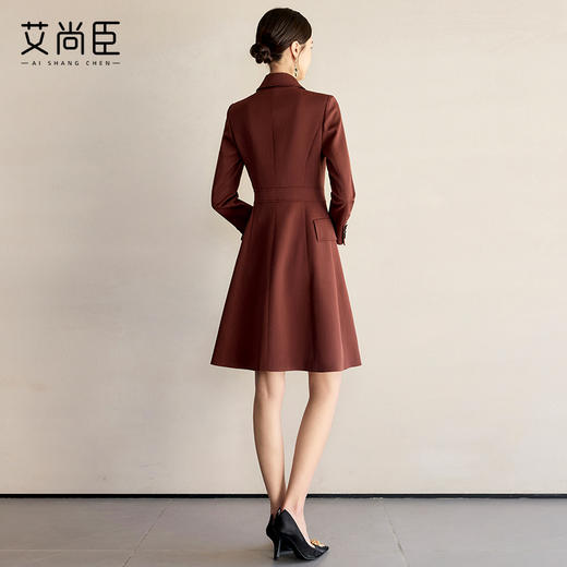 艾尚臣双排扣连衣裙女2025春季新款复古法式西装裙气质收腰修身裙 商品图4