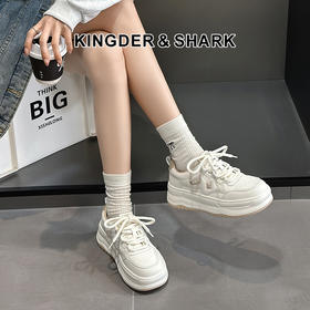 经典鲨2025年春新品韩版百搭时尚系带平底休闲小白鞋板鞋女KW326-517011