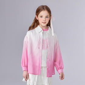 笛莎Deesha 童装女童衬衫2025夏新款女童粉白渐变衬衫