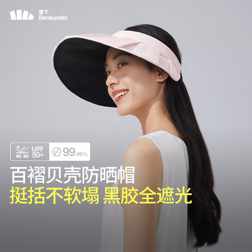 蕉下女士百褶贝壳黑胶防晒帽 商品图6