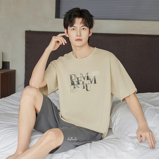 纯棉男士家居服夏季短袖短裤爽棉睡衣宽松休闲可外穿薄款套装新款    JL-5500 商品图3