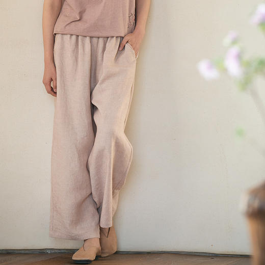 牧衣游原创 炒色汉麻裤子轻薄柔软透气禅意宽松百搭休闲裤 舞清影 商品图0