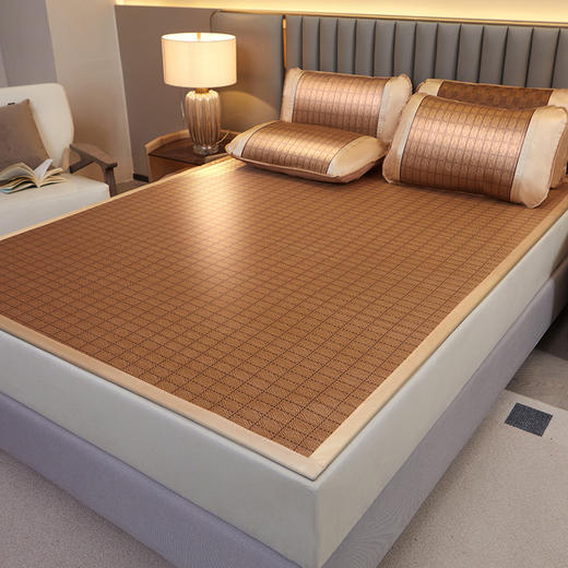 【凉席古藤席】夏季裸睡可折叠空调席 单双人家用软席子 冰丝凉席三件套  商品图8