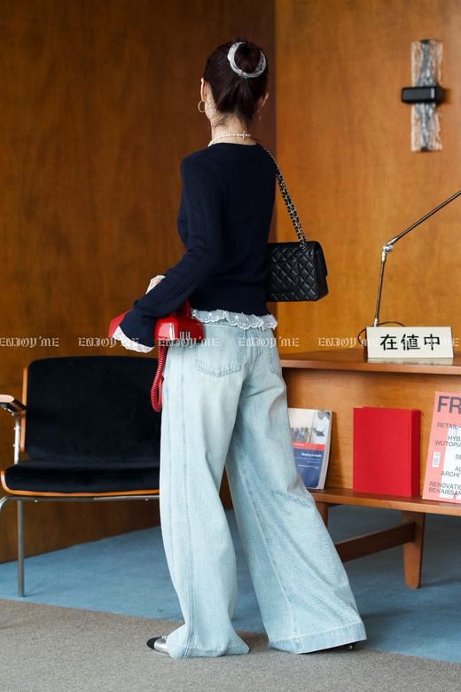 【门店同款】ENJOY春季“盐貌似糖”蕾丝花花边针织衫 161897648 商品图3