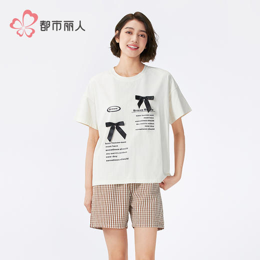 都市丽人舒适外出女士棉质短袖套装薄40支TC拉架短袖类LHH2D2 商品图1