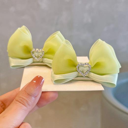 春款小清新绿色对夹-爱心蝴蝶结 商品图0