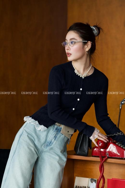 【门店同款】ENJOY春季“盐貌似糖”蕾丝花花边针织衫 161897648 商品图5