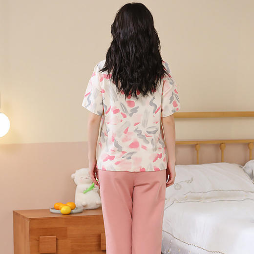 夏季纯棉睡衣女士短袖七分裤套装可爱卡通学生宽松可出门家居服    JL-YS6601/YS6602 商品图3
