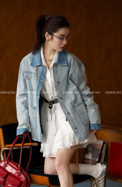 【门店同款】ENJOY春季盐貌似糖下摆拼接蕾丝衬衫 161895861 商品图1