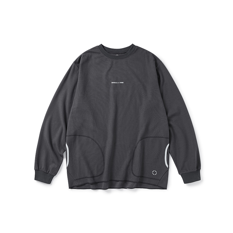 WHEELS and WIND 华夫格吸汗透气插袋长袖圆领T恤