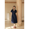 HeyDress复古翻领牛仔连衣裙女夏季法式收腰显瘦设计气质a字裙 商品缩略图1