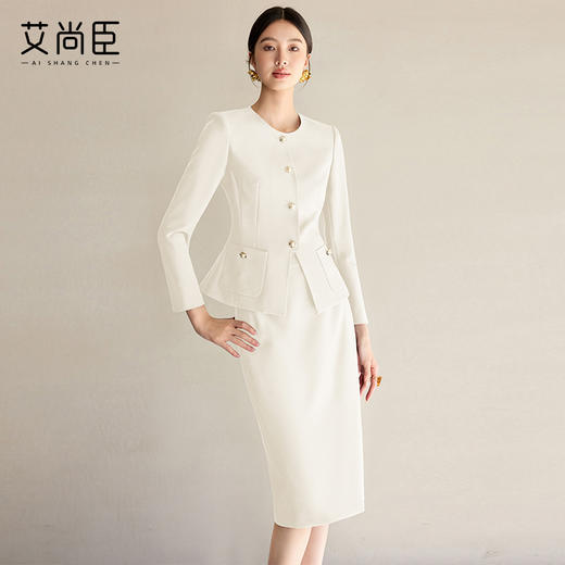 艾尚臣小香风套装女春季新款高级感正式场合时尚外套半身裙两件套 商品图0