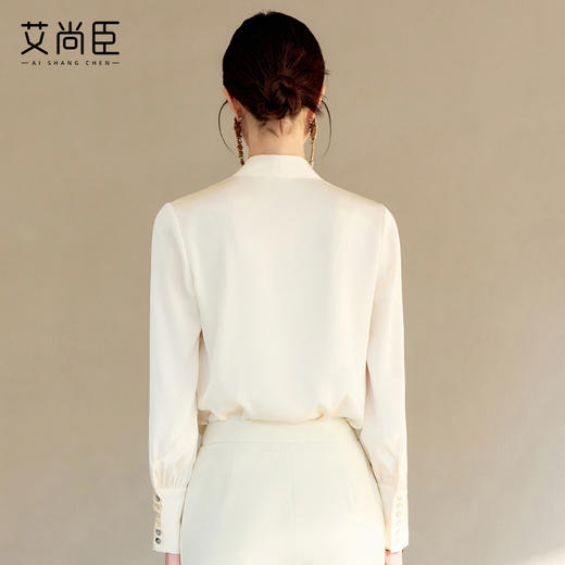 艾尚臣法式高端V领单排扣气质长袖衬衫女2025早春装高级感上衣 商品图3