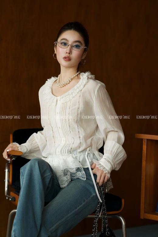 【门店同款】ENJOY春季“盐貌似糖”重工花边蕾丝上衣 161944379 商品图1