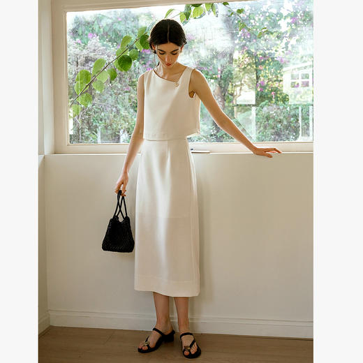 OLrain欧芮儿法式时尚套装女夏季2025年新款通勤简约斜领两件套 商品图1