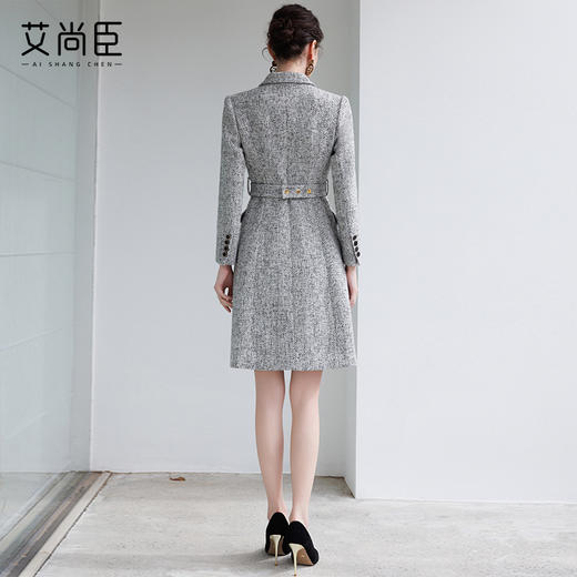 艾尚臣西装连衣裙2024秋冬新款高级感通勤中长裙气质女神范裙子厚 商品图4