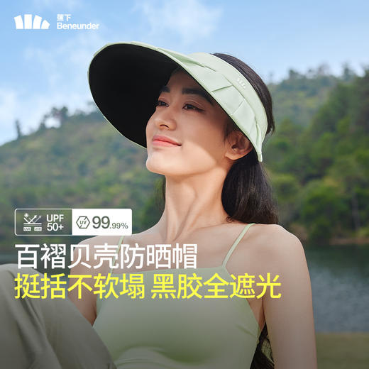 蕉下女士百褶贝壳黑胶防晒帽 商品图7