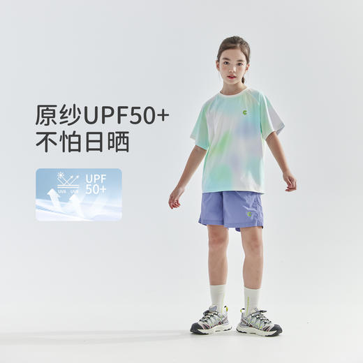 cicochild2025年夏季新款中大女童晕染短袖T恤亲子款渐变凉感上衣 商品图1