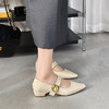 经典鲨2025春季新品百搭纯色优雅尖头浅口气质中粗跟单鞋女KW117-517021 商品缩略图1