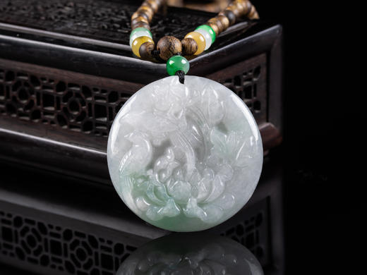 XY0048原创沉香+翡翠花开富贵喜上眉梢挂件 商品图3