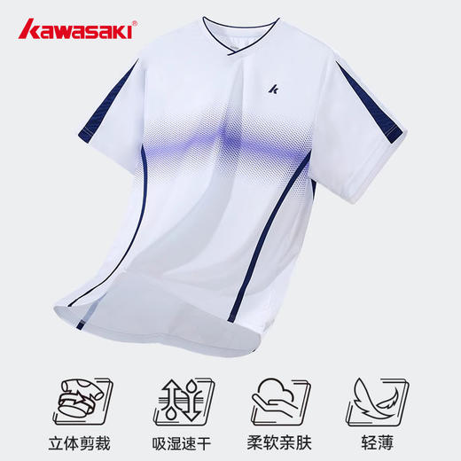 川崎 男女同款 V领短袖T恤 K1C02-C1027/K1C02-C2027 商品图3