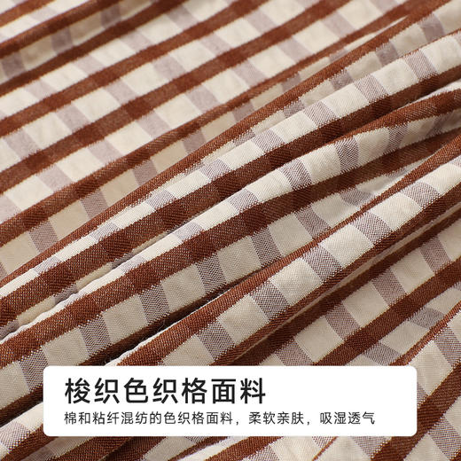 都市丽人舒适外出女士梭织棉背心套装薄梭织色织格无袖类LHH2E6 商品图6