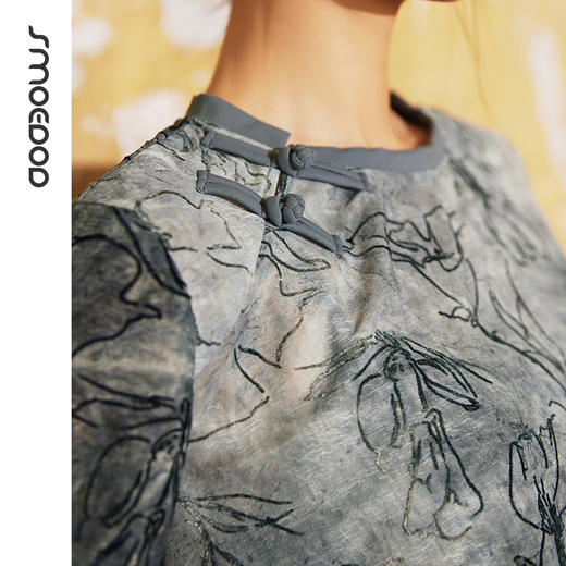 【3月活动】水沐伊朵夏瑜伽服印染T恤女罩衫宽松透气运动上衣50052 商品图4