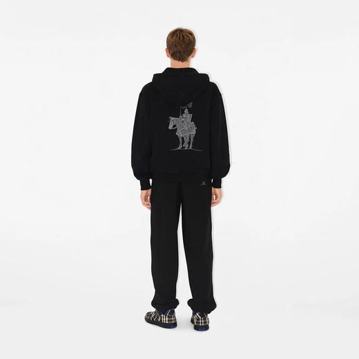 BURBERRY 巴宝莉 男士马术骑士徽标 棉质拉链连帽卫衣 黑色 8104905 A1189 商品图3