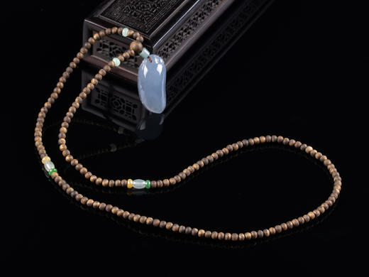 XY0035原创沉香+翡翠冰种紫福瓜套链 商品图6