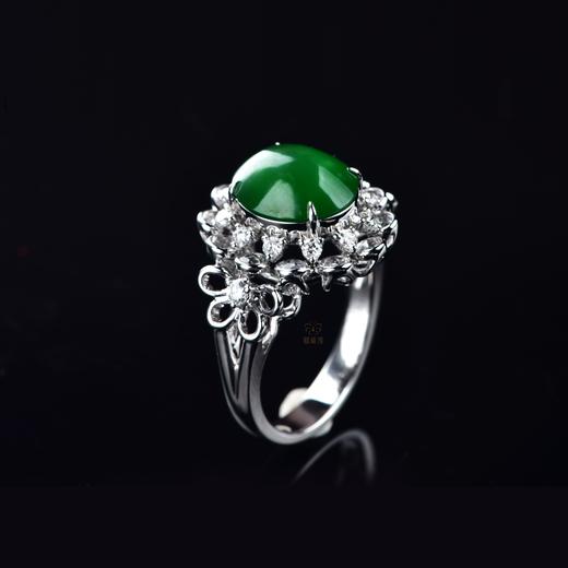 【蝶恋花】满绿翡翠镶钻戒指-JZ12410083 商品图1