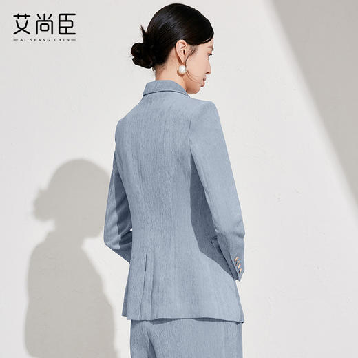 雾霾蓝丝绒西服外套女冬高级感职业装通勤正装工作服休闲西装套装 商品图4