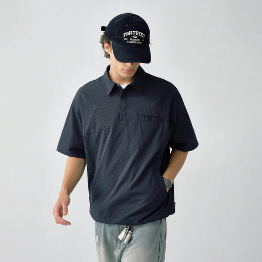 714street轻薄透气泡泡纱抗皱垂感短袖衬衫夏季新款吸湿排汗衬衣 商品图2