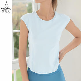 梵美人 Y5139H 瑜伽短袖 无胸垫 提花波浪纹面料