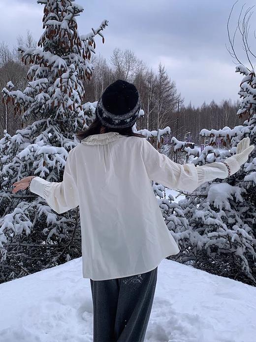 浮生八记/24D204/24D205/复古双层拉夫领百家布感衬衫花边下摆连衣裙 商品图4