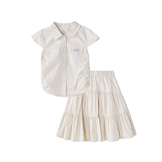 笛莎Deesha 童装女童套装2025夏新款女童轻盈飞袖童趣半裙套装 商品图4