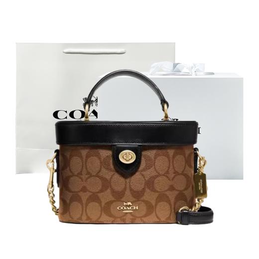 【品牌授权】【礼盒礼袋 】COACH蔻驰Kay 20 奥莱 经典老花盒子 KAY盒子包牛仔化妆包手提包单肩斜挎包C8165 商品图1