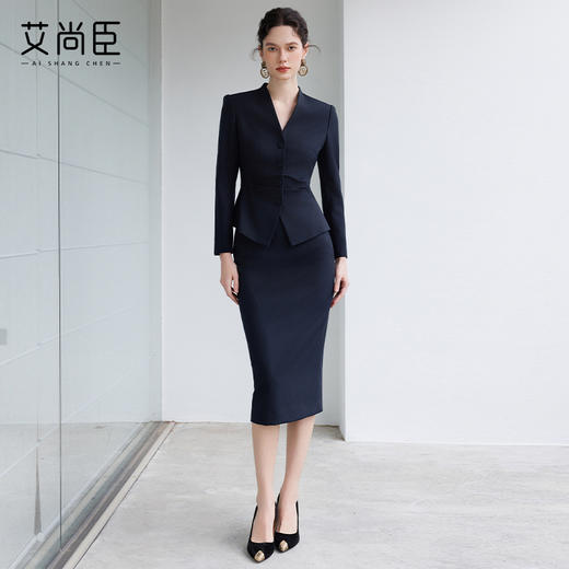 艾尚臣2025新款时尚套装女简约法式单排多扣优雅西装半身裙套装春 商品图3