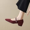 【预售5天】法式绒面水钻玛丽珍单鞋女春季新款复古方头低跟百搭女鞋WXJFG&W763 商品缩略图3