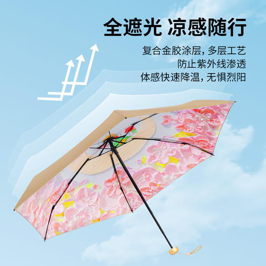 【美到爆！】五折迷你防晒太阳伞 晴雨两用伞 时尚金胶/经典黑胶 折叠防紫外线UPF50+ 小巧便携 商品图4