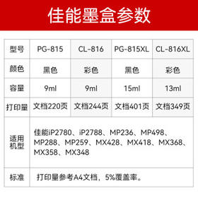佳能（Canon）CL-816XL墨盒原装彩色大容量 适用iP2780 iP2788 MP236 MP498 MP288 MP259 MX428 MX418 MX368