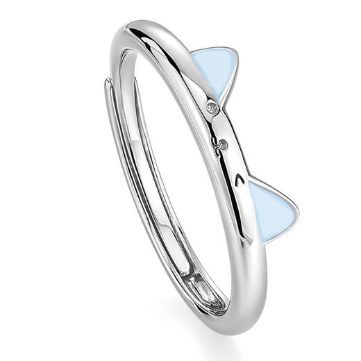 【夜光|原创】 卡蒂罗KADER 猫咪日记情侣对戒（夜光） 轻奢可爱ins风萌趣猫耳生动立体俏皮设计开口可调节一对 925银 戒指 男女同款情侣款 银色 蛇年礼 商品图3