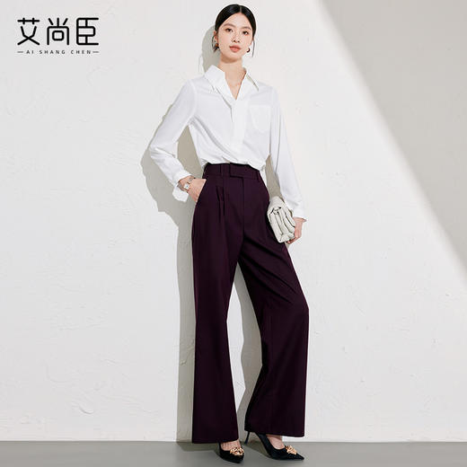 艾尚臣设计感衬衫女2025新款通勤白色衬衣长袖时尚简约挺括上衣春 商品图3